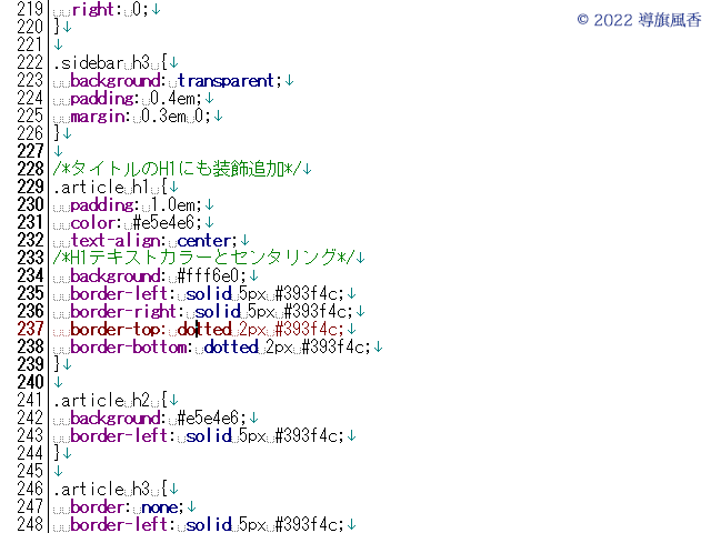 スタイルシートを追記したり変更したりして好みで調えます。