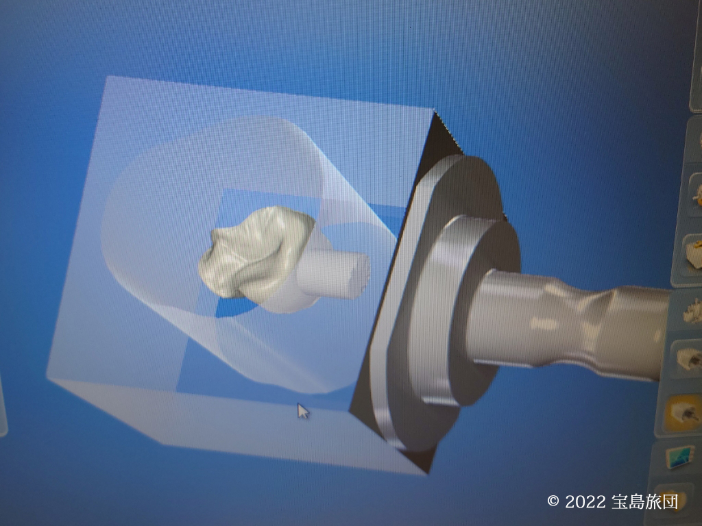 CERECの製造の画面です。スプルーが希望する位置と太さになりました。